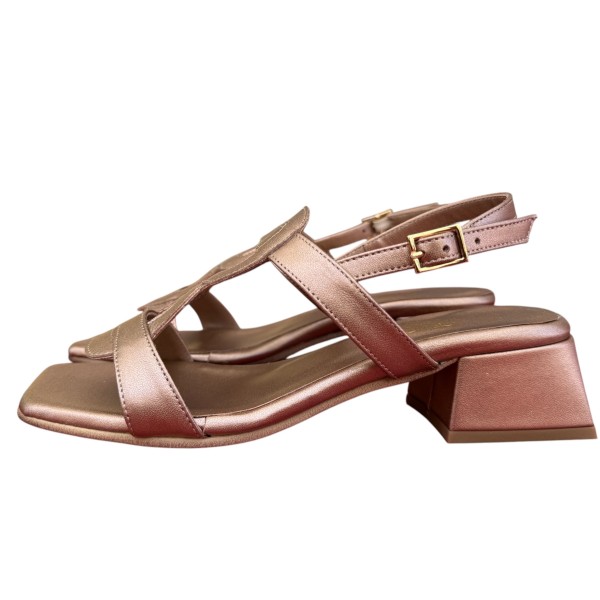 sandalo Desiree in pelle oro rosa