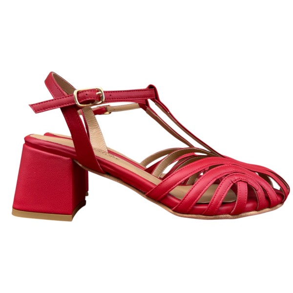 sandalo Zante in pelle rosso