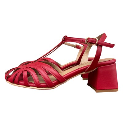 sandalo Zante in pelle rosso