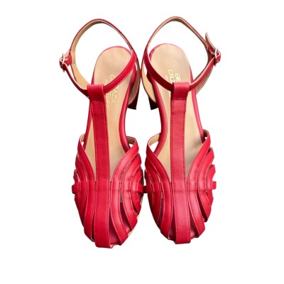 sandalo Zante in pelle rosso