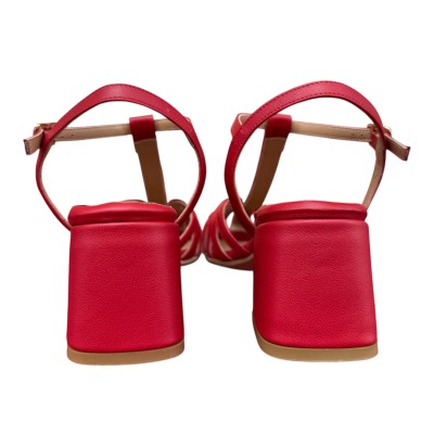 sandalo Zante in pelle rosso