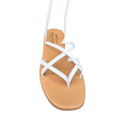 sandalo Cleopatra  in pelle bianco