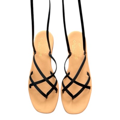sandalo Cleopatra  in pelle nero