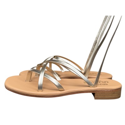 sandalo Cleo  in pelle platino