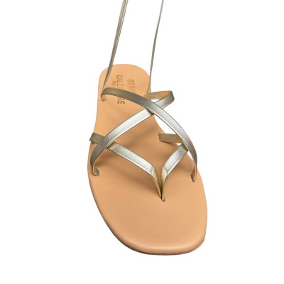 sandalo Cleo  in pelle platino