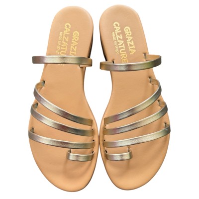 sandalo Livia in pelle platino