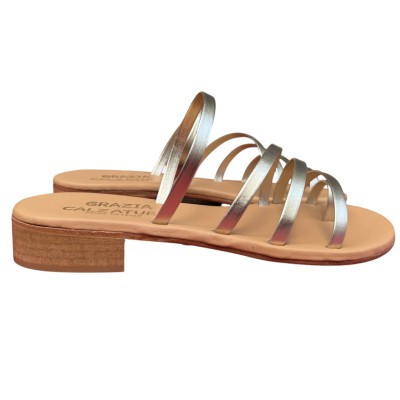 sandalo Livia in pelle platino