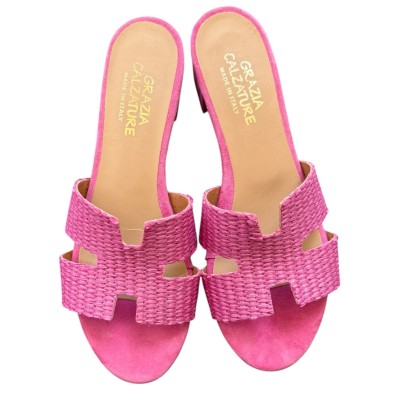 scalzatina Elba in rafia fucsia