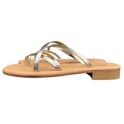 sandalo Elodie in pelle platino