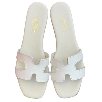 ciabattina Lolita in pelle bianca
