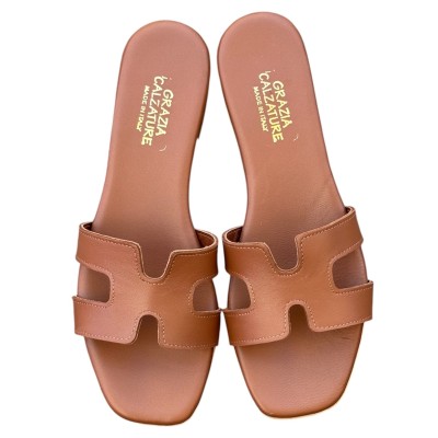 ciabattina Lolita in pelle cuoio