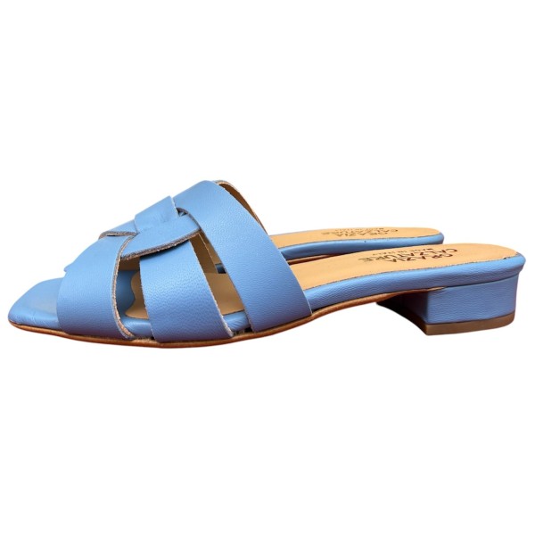 ciabattina Dory in pelle azzurra