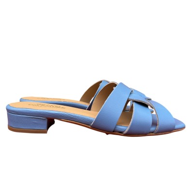 ciabattina Dory in pelle azzurra