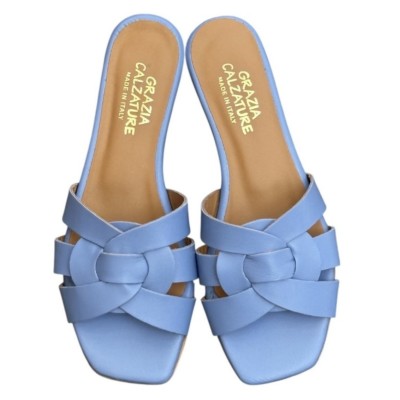 ciabattina Dory in pelle azzurra