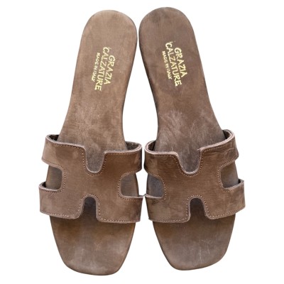 ciabattina lolita in camoscio marrone