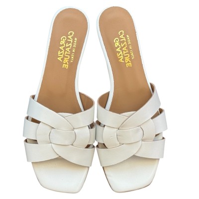 ciabattina Dory in pelle bianca