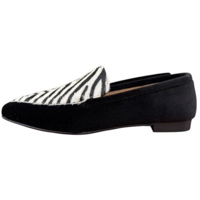 mocassino Carol in velluto nero e inserto animalier zebrato
