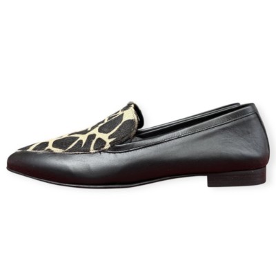 mocassino Carol in pelle e inserto animalier giraffa crema