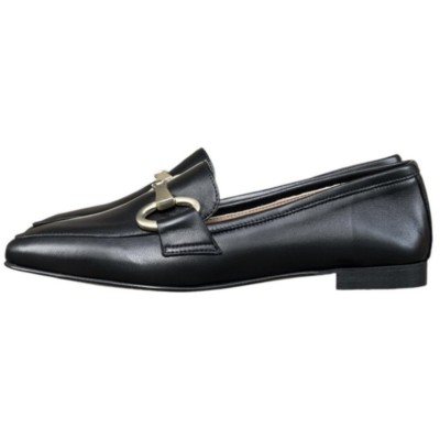 mocassino Carol in pelle nero  morsetto in oro