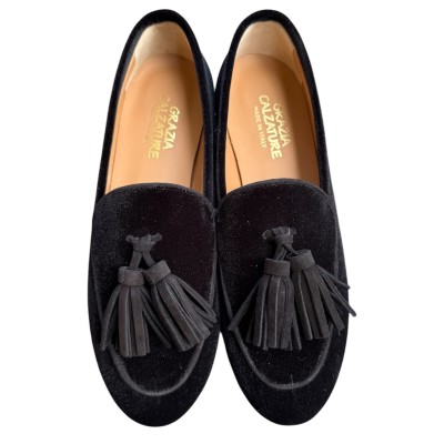 mocassino Elettra in velluto nero
