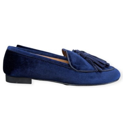 mocassino Elettra in velluto blu