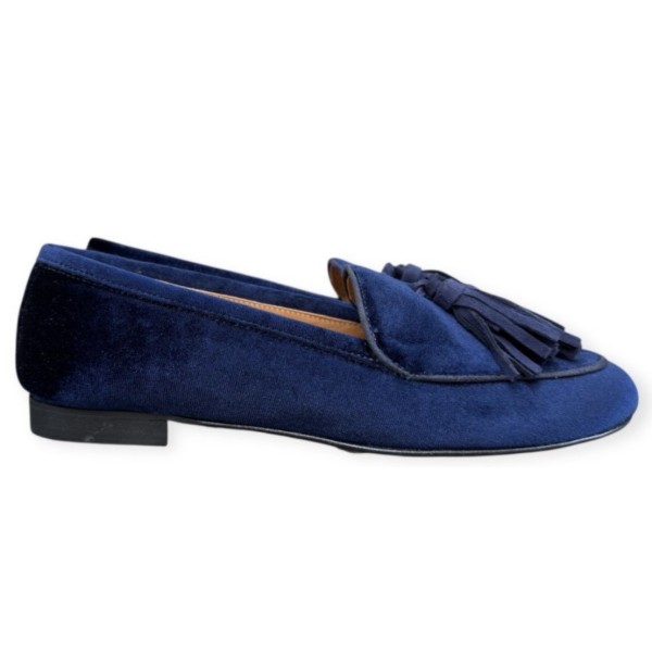 mocassino Elettra in velluto blu