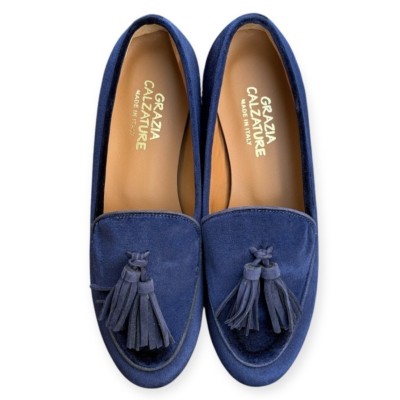 mocassino Elettra in velluto blu