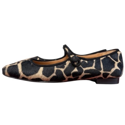 ballerina Chiara in pelle animalier giraffa fondo  crema