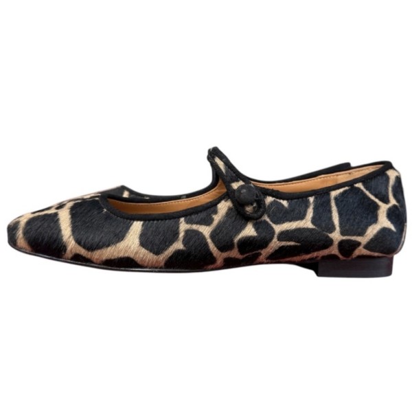 ballerina Chiara in pelle animalier giraffa fondo  crema