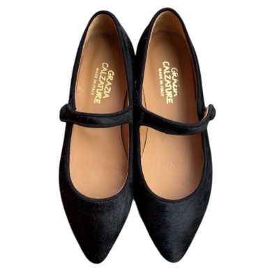 ballerina Chiara in pelle animalier cavallino nero