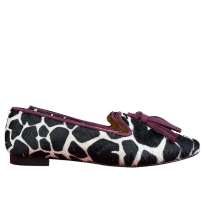 ballerina Grazia in pelle animalier giraffa profilo Burgundy