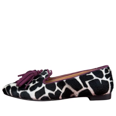 ballerina Grazia in pelle animalier giraffa profilo Burgundy