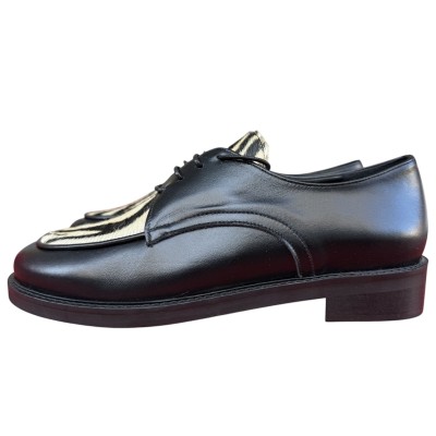 stringata Emy in pelle inserto nero  animalier zebrato