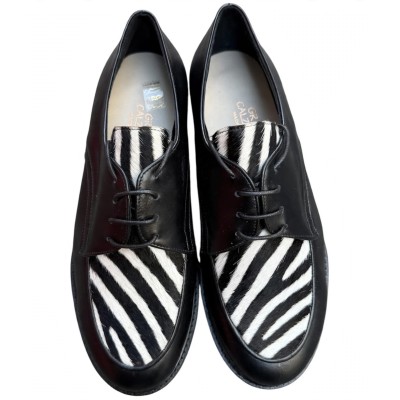 stringata Emy in pelle inserto nero  animalier zebrato