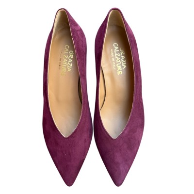 décolleté Gemma in camoscio burgundy