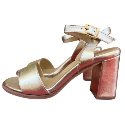 sandalo fede in pelle platino