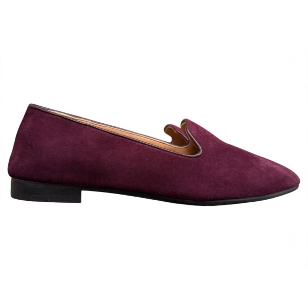 ballerina Ines in camoscio burgundy lavorazione a sacchetto