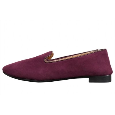 ballerina Ines in camoscio burgundy lavorazione a sacchetto