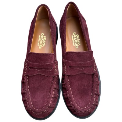 mocassino Ilaria in camoscio burgundy